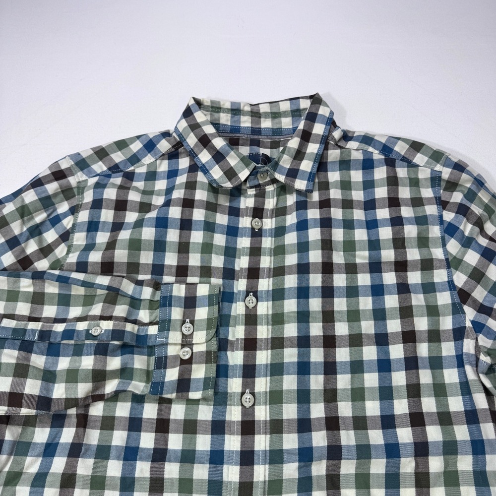 The North Face Mens Medium Flannel Plaid Button Down Shirt Blue Green Gorpcore